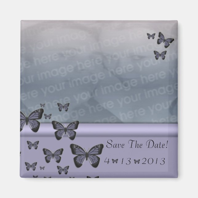 Aimant Papillons Violets Sauvegarder La Date (Devant)