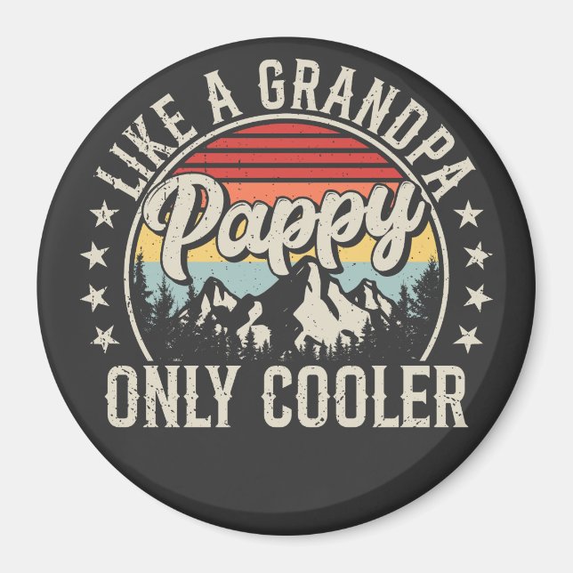 Aimant Pappy Like a Grand-père Only Glacière Retro Circle (Devant)
