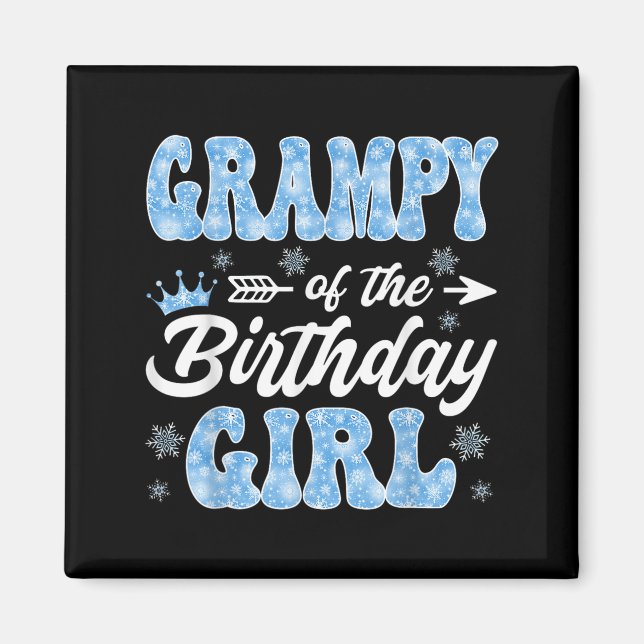 Aimant Papy De La Fille De L'anniversaire Flocons Hiver N (Devant)