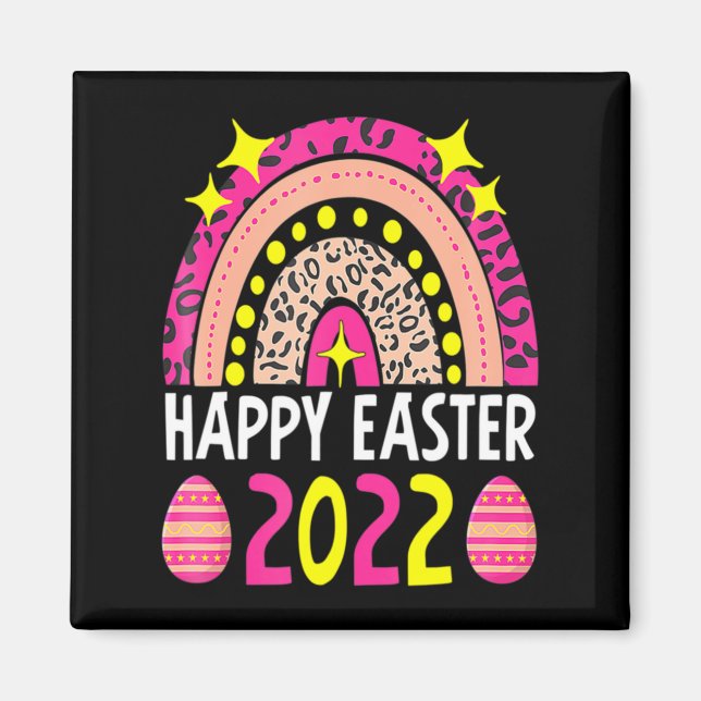 Aimant Pâques 2022 arc-en-ciel mignon joyeuses Pâques 202 (Devant)