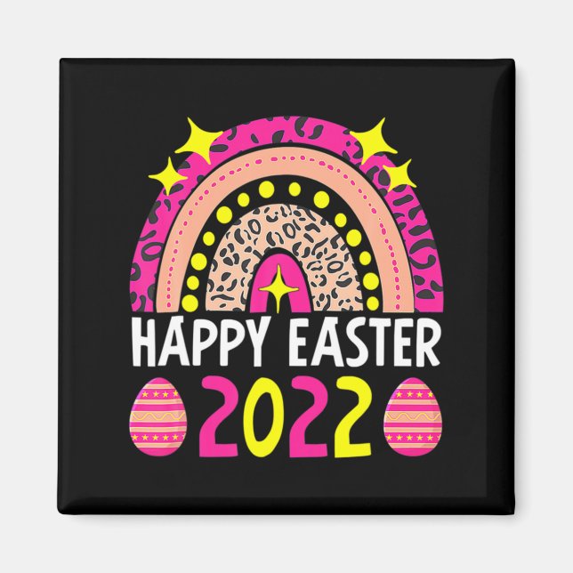 Aimant Pâques 2022 arc-en-ciel t mignon joyeuses pâques 2 (Devant)