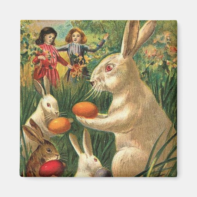 Aimant Pâques Animaux Mignons Vintage (Devant)
