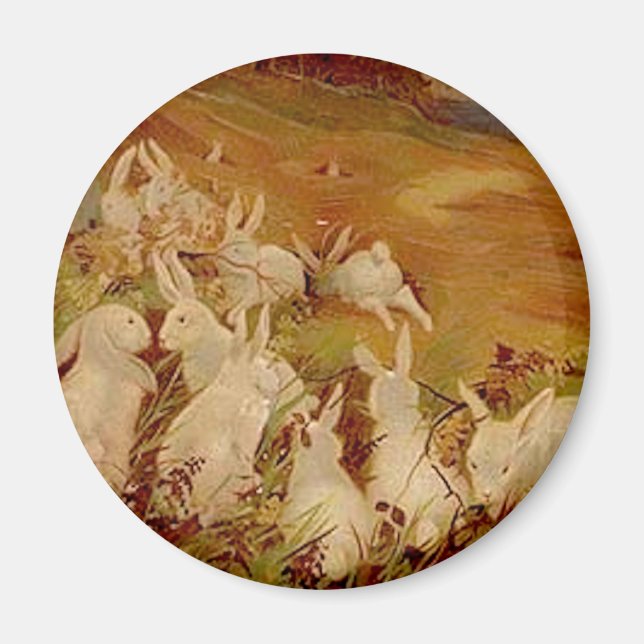 Aimant Pâques Animaux Mignons Vintage | Lapin (Devant)