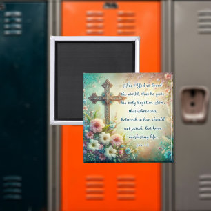 Aimant Pâques florales vintage avec verset biblique