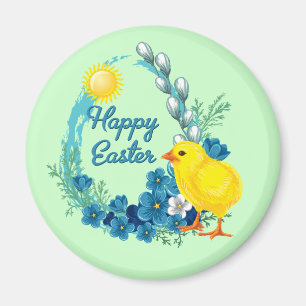Aimant Pâques Joyeuses Avec Bébé Chick