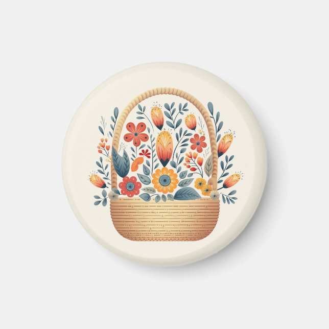 Aimant Pâques scandinave corbeille populaire oeufs art (Devant)