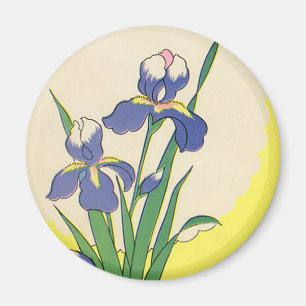 Aimant Pâques vintage, fleurs d'iris de jardin violettes