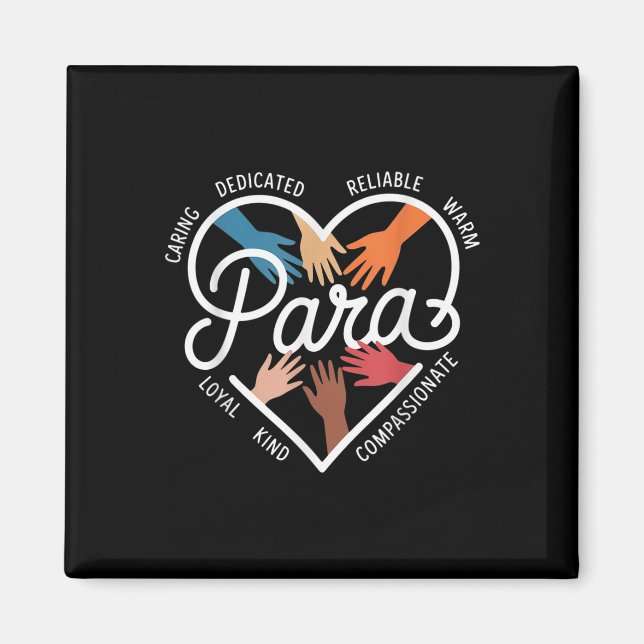 Aimant Para Heart Paraprofessionnel enseignant Paraéducat (Devant)