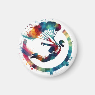 Aimant Parachutiste coloré à l'aquarelle