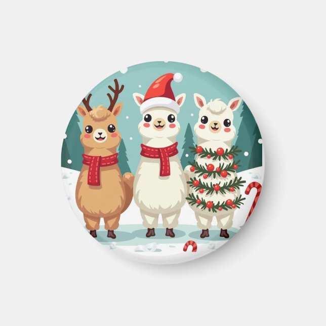 Aimant Parade de lamas de Noël  (Devant)