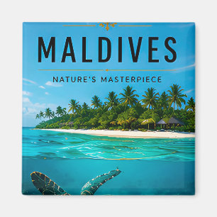 Aimant 🐢 Paradis océanique des Maldives pour un cadre de
