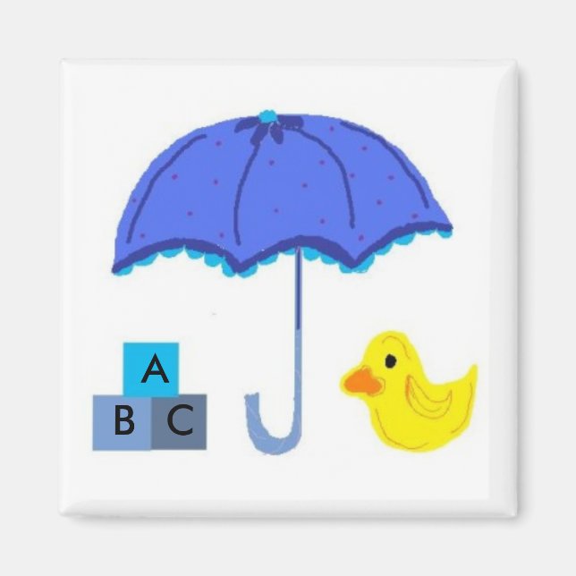 Aimant Parapluie de Baby Shower et Canard (Devant)