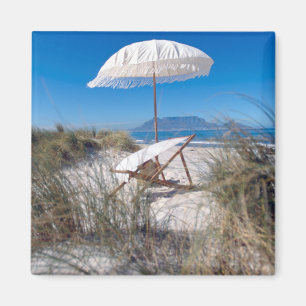 Aimant Parapluie et chaise sur la plage