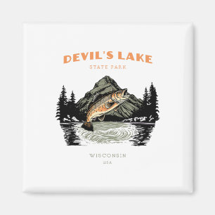 Aimant Parc d'État du lac du Diable Wisconsin Retro Vinta