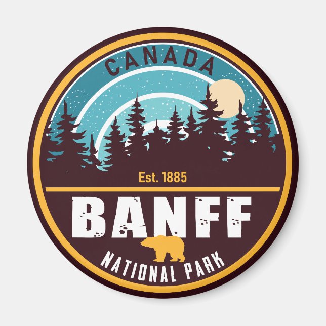 Aimant Parc national Banff Canada Vintage Voyage (Devant)