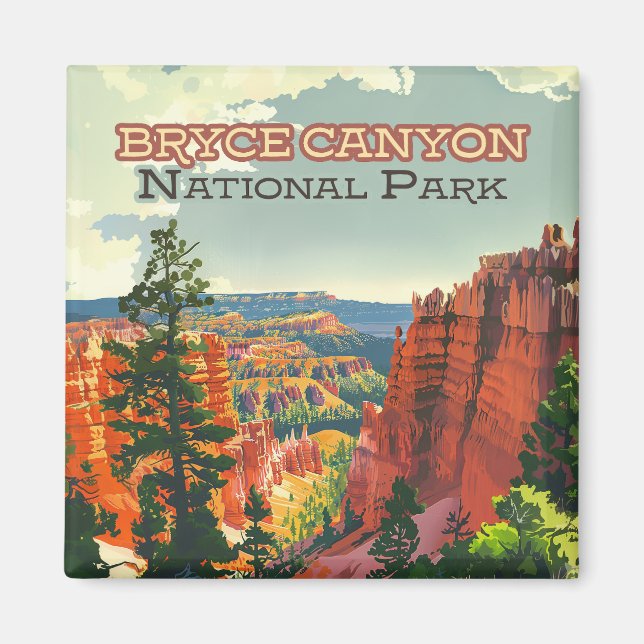Aimant Parc national de Bryce Canyon Utah Hoodoo Retro (Devant)