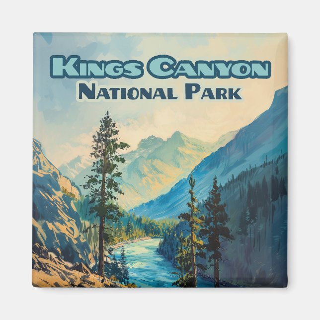 Aimant Parc national de Kings Canyon Californie Vintage (Devant)