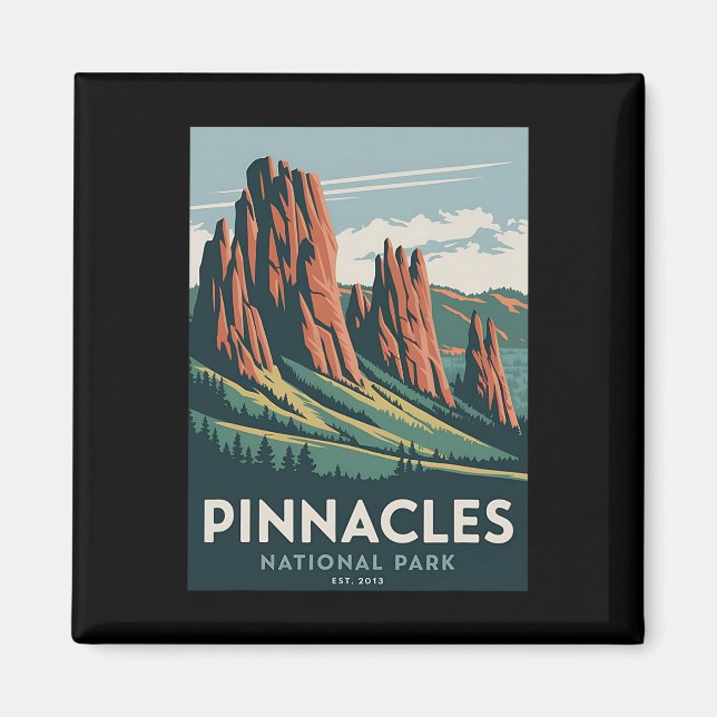 Aimant Parc national de Pinnacles Camping vintage randonn (Devant)