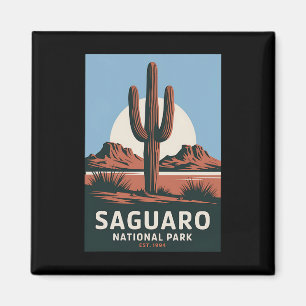 Aimant Parc national de Saguaro Camping Vintage Randonnée