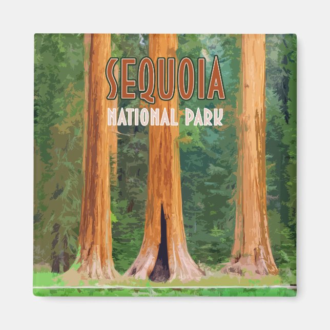 Aimant Parc national de Sequoia Californie Vintage (Devant)