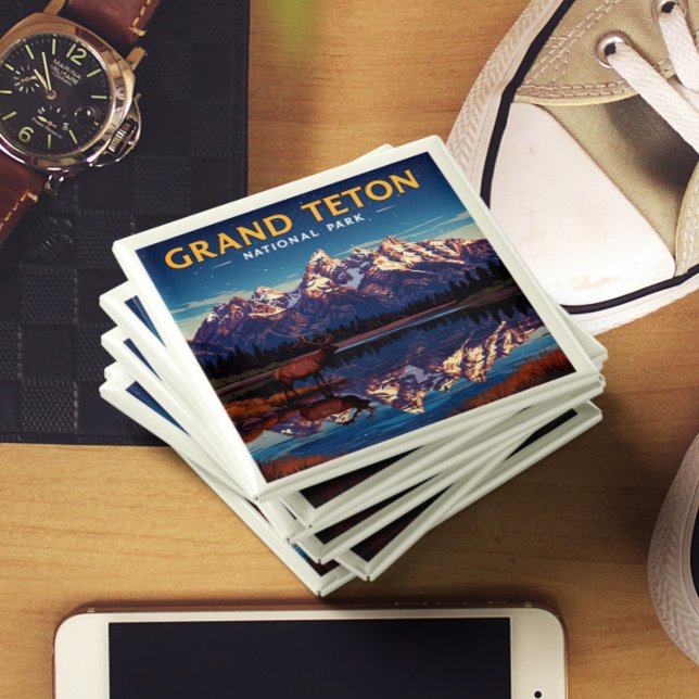 Aimant Parc national de vintage Grand Teton (Créateur téléchargé)