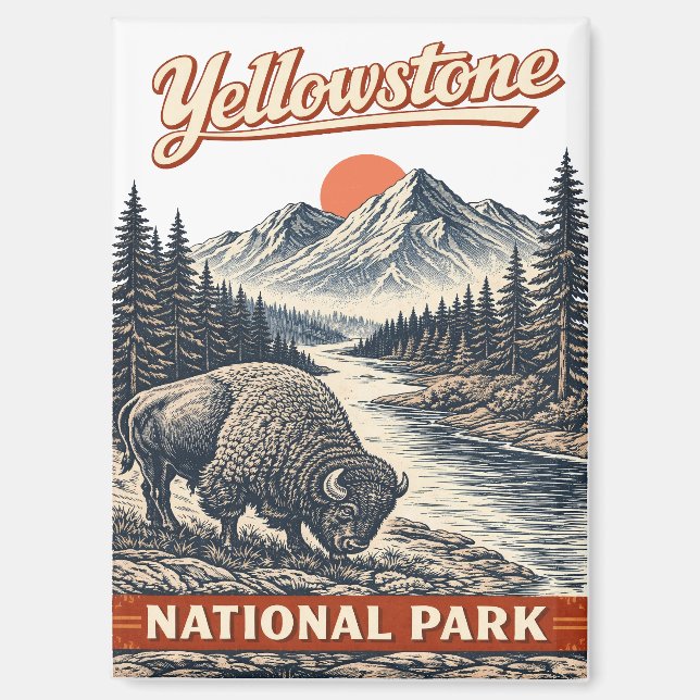 Aimant Parc national de Yellowstone - Bison (Recto)