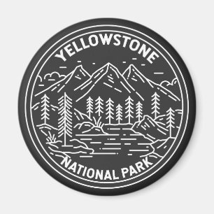 Aimant Parc national de Yellowstone Vintage Monoline