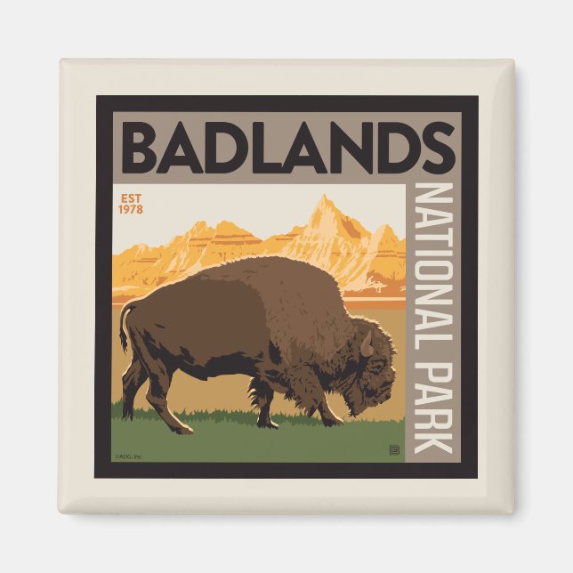 Aimant Parc national des Badlands | Buffalo (Devant)