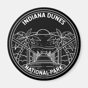 Aimant Parc national des dunes d'Indiana Vintage Monoline