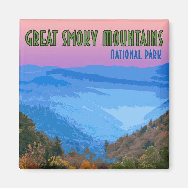 Aimant Parc national des Great Smoky Mountains Vintage (Devant)