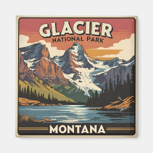 Aimant Parc national du Glacier Vintage voyage Montana