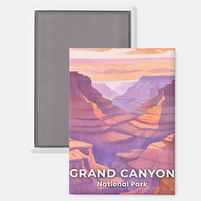 Aimant Parc national du Grand Canyon Watercolor Travel Ar (Recto/Verso)