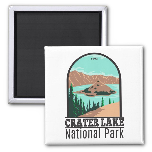 Aimant Parc national du lac Crater Oregon Vintage (Devant)