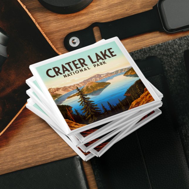 Aimant Parc national du lac Crater vintage (Créateur téléchargé)