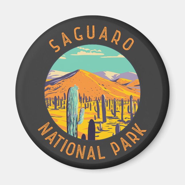 Aimant Parc national du Saguaro Cactus en cercles désorga (Devant)