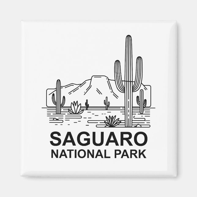 Aimant Parc national du Saguaro Ligne minimale Art (Devant)