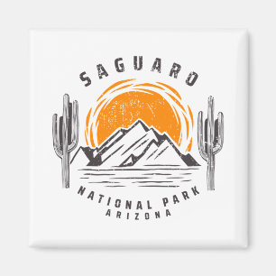 Aimant Parc national du Saguaro Vintage avec cactus