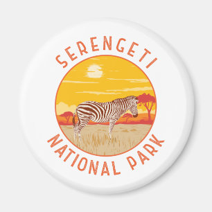 Aimant Parc national du Serengeti Zebra Travel Art Vintag