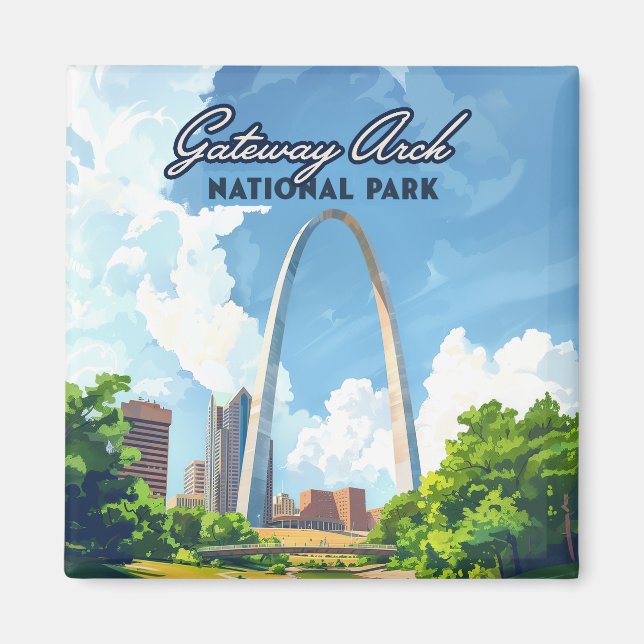 Aimant Parc national Gateway Arch Missouri St Louis Retro (Devant)