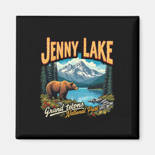 Aimant Parc national Jenny Lake Voyage Vacances Rétro Gra
