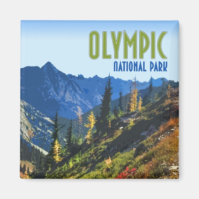 Aimant Parc national olympique Washington State Vintage (Devant)