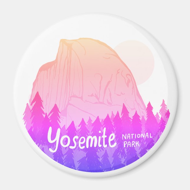 Aimant Parc National Yosemite Demi-Dôme rose pourpre (Devant)