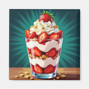 Aimant Parfait aux fraises, granola et crème fouettée