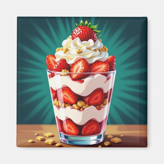Aimant Parfait aux fraises, granola et crème fouettée  (Devant)
