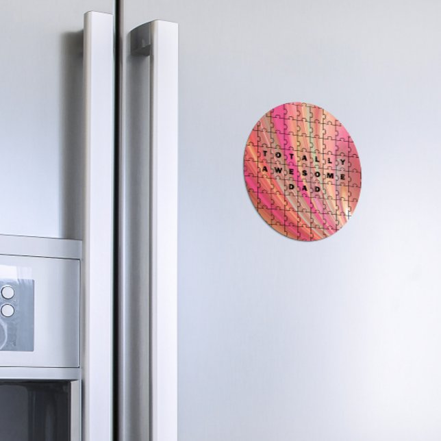 Aimant Parfait Papa Puzzle Texte rose/Motif Brown (Créateur téléchargé)