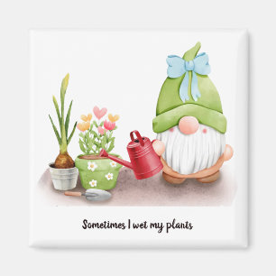 Aimant Parfois, j'ai mouillé mon plante gnome arc rouge b