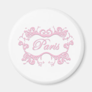 Aimant Paris avec le rose de rouleaux