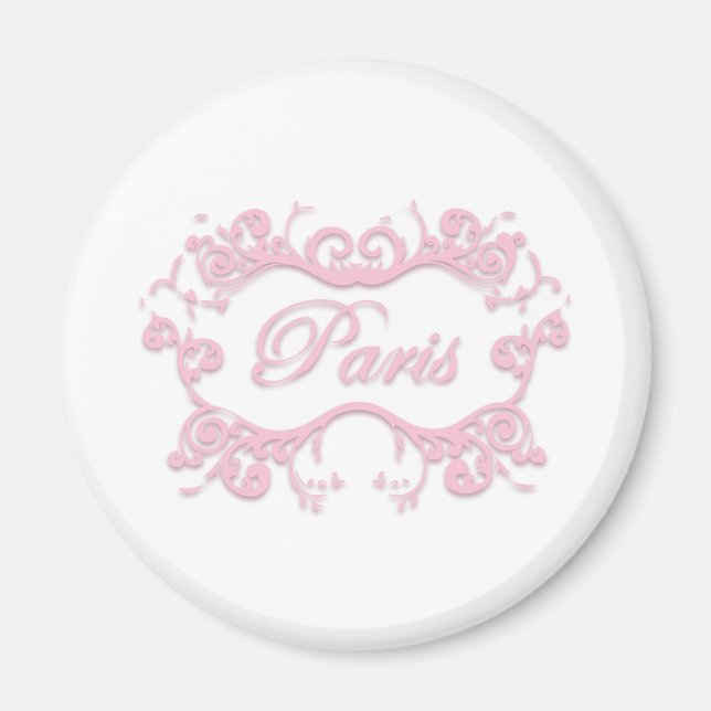 Aimant Paris avec ses rouleaux rose (Devant)