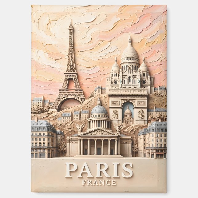 Aimant Paris France Europe Moderne Pastel Texturé Voyage (Recto)
