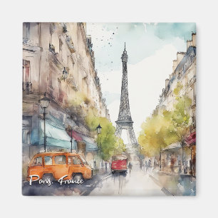 Aimant Paris France silhouette de ville aquarelle 